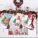 AUEJACKY Nikolausstrumpf 4Pcs Nikolausstiefel Zum Befüllen Nikolaussocken Deko Nikolausstiefel Zum Befüllen Weihnachtsbaum Anhänger Weihnachtsdeko Mit Weihnachtsmann, Schneemann, Rentier-A (C)