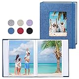 Vienrose Fotoalben Klein 10x15 Fotos 2 Pack Leinen Cover mit Frontfenster, Einsteckalbum 26 Seiten mit 52 Fotos, Aufbewahrung von Kunstwerken oder Postkarten