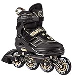 Nils Extreme Inliner für Erwachsene und Kinder - Inline Skates Mädchen und Jungen - ABEC9 Kugellager – Inliner Damen und Herren - Rollerskates Größenverstellbar 39-42 - Schwarz Beige - NA14174