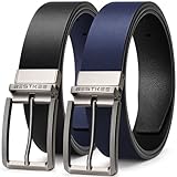 BESTKEE Gürtel Herren, Ledergürtel herren, 35mm Herrengürtel, Männer gürtel, Anzuggürtel, Jeansgürtel für Männer, Ein Gürtel Wendbar Zwei Farben