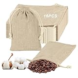 16 Stück Kleine Stoffbeutel mit Kordelzug, Baumwollsäckchen mit Zugband 15x20 cm, Stoffsäckchen zum Befüllen, Leinensäckchen Jutesäckchen für Hochzeit Weihnachten Adventskalender zum Befüllen