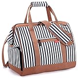 Lekesky Kleine Reisetasche Weekender Damen, Sporttasche mit Schuhfach, Großes Öffnungsdesign, 33L für Kurze Reisen, Airline, Krankenhaus, Strand (Blau Gestreift)