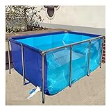 DECAKE Großer Aquarium-Poolteich für drinnen und draußen mit Stahlrahmen, Flexibler Teichfolie aus PVC-Canvas, Sichtfenster, Zuchtwassertank für Koi- und Goldfische, freistehender Zierfis