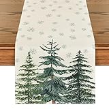 Artoid Mode Kiefern Schneeflocken Weihnachten Tischläufer, Saisonnal Winter Küche Tisch Dekoration Drinnen Urlaub Party Dekor 40x140 cm