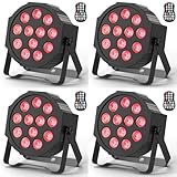 DELIBANG 4PCS RGBW LED Par Strahler Akku, 12 LED Bühnenlicht Wiederaufladbar mit Fernbedienung und Timing, Discolicht Partylicht Effektstrahler 8CH für Outdoor Beleuchtung Bühne Hochzeit Weihnachten