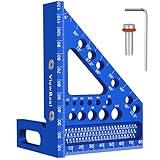 3D-Gehrungswinkel Multifunktional 22.5-90 Winkelmaß Aluminiumlegierung Hochpräzises Layout-Messwerkzeug Anreisswerkzeug Holzbearbeitungs-Messwerkzeuge für Tischler, Ingenieur Blau