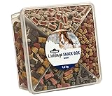 Dehner Lieblinge Hundesnack, Hundeleckerli zuckerfrei, Snackbox Jumbo, für ausgewachsene Hunde, mit 4 verschiedenen Sorten, 1.2 kg