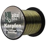 Zite Fishing Monofile Angelschnur in Camouflage – Karpfen-Schnur 0,28mm - 0,37mm 1000m Spule - Abriebfeste Carp-Line Nylon-Schnur - Ideal fürs Karpfenangeln (0,33 mm)