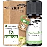 rooted.® BIO Zitronengrasöl 10ml [100% NATURREIN] - Echtes Lemongras - Ätherisches Öl für Aromatherapie, Duftlampe, Diffusoren, Raumduft, Duftkerzen und -Seifen