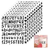 810 Stücke Buchstaben Aufkleber,10 Blätter Selbstklebendes Vinyl Buchstaben Zahlen Kit,Schwarz Klebebuchstaben Aufkleber,für Postfach,Schilder,Adressnummer,DIY Scrapbooking,Dekorationskunst