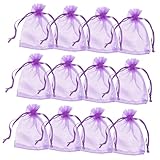 OATIPHO 100Stücke Geschenktüten aus Organza Wiederverwendbare Kordelzugbeutel für Süßigkeiten Kleine und Duftbeutel Dunkelviolett Stabil