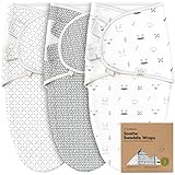 KeaBabies 3-Pack Bio-Baby-Schlafsack zum Pucken - Ergonomische Pucksack Baby 0-3 Monate, Babyschlafsack Neugeborene, Pucktuch Baby, Puck Schlafsack Baby Pucksack, Baby Wickeldecke (Nordic)