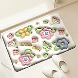 Badteppiche für Zuhause, Kieselgur am Eingang von neuen Online-Prominenten, saugfähige Badematten mit erweiterten Blumen (Farbe: 2, Größe: