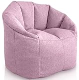 Aiire Sitzsack für Wohnzimmer, modern, luxuriös, Design aus hochwertiger Baumwolle, Sitzsack mit Füllung für Erwachsene oder Jugendzimmerdekoration, Bean Bag Chair, XXL, Rosa