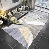Teppiche Hygroskopisch Schlafzimmerflur Teppiche Rutschiger Teppich im modernen Stil des lila gelben grauen geometrischen Entwurfs Luxuriös Kreativ Teppich 180 * 250cm
