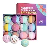 RoseFlower Badebomben-Geschenkset für Kinder, 12 Bunte Badebomben, Handgefertigt Mit Pflanzenessenz, Bad zu Hause für Feuchtigkeitsspendende Haut, Geeignet für Frauen als Geschenkidee