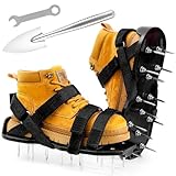Seruno X Rasenlüfter-Schuhe – Nagelschuhe Rasenlüfter für effektives Rasen Belüften, Aerifizierer für Rasen mit Edelstahlschaufel, Nagelschuhe Rasen & Rasenlüfter Schuhe, Komplett vormontiert, Schwarz