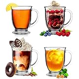 Konzept 11 - Teegläser mit Henkel, 4 Set, Kaffeegläser 400 ml XXL, Latte Macchiato Gläser, Cocktailgläser, Perfekt für Tee, Kaffee, Glühwein, Cappuccino, Transparent, Spülmaschinenfest