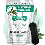 Breethy Nasenpflaster Schwarz mit Eukalyptus duft, 30 Stück Nasenstrips gegen Schnarchen, Dufted Nasenstripes besser Atmen bei verstopfter Nase, Anti Schnarch Nasal Strips, Extra starker Halt