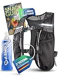 SASMO® Laufweste Damen & Herren 5L + 1x500 Soft Flask | Running Vest - Ultraleicht 270g & atmungsaktiv | Laufrucksack Damen & Herren - 8 Taschen | Laufweste Herren | Trinkweste Laufen | Trinkrucksack
