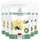 GREENFOXX Zitronensäure - 3 kg Beutel | Pulver Lebensmittelqualität - Als Entkalker und Reinigungsmittel vielseitig in Küche, Bad und Haushalt anwendbar - 5x