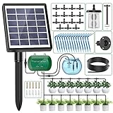 AnseTo Solar Bewässerungssystem für 2024 Neuestes Automatische Bewässerungscomputer für Garten, Balkon, Greenhouse Pflanzen, Kübelpflanzen im Freien mit 12 Timer-Modi und 15 Bewässerung Tropfschlauch