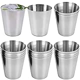 saijer Edelstahl Shot Gläser, 16 Stück Edelstahlbecher Klein Edelstahl Becher Set Tragbar Flachmann Becher Schnapsgläser Metallbecher Stapelbare Trinkbecher Schnapsbecher für Camping Picknick (30ml)