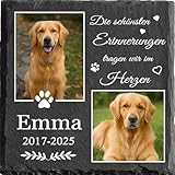 MOMGEGE Personalisierter Tiergrabstein aus Schiefer mit Foto und Text – Grabstein Hund oder Katze, wetterfest Gedenkstein für Garten und Zuhause – Trauergeschenk bei Tierverlust (013)