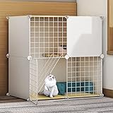 UQACHG Katzenkäfige Für Den Innenbereich, Groß, Katzengehege, Katzenschrank, Halbgeschlossener Katzenkäfig, DIY-Katzenlaufstall, Haustierzaun Für Den Innenbereich,White B 75x39x73cm