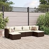 Somanki 6-TLG. Garten-Lounge-Set mit Kissen Braun Poly Rattan, Lounge Gartenmöbel Set, Terassenmöbel Wetterfest, Loungemöbel Terrasse, Gartenlounge, Garten Loungemöbel Se - 3308241