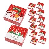SHERCHPRY 20 Stück Weihnachts Geschenkschachteln mit Sichtfenster Dekorative Pappboxen für Kekse Süßigkeiten und Partybedarf für Feiertagsfeiern Geburtstagsgeschenke und Festlichkeiten
