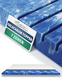 AM Qualitätsmatratzen 7 Zonen Deluxe Gel Topper 180x200cm RG50 - Made in Germany - Atmungsaktiver Gelschaum Topper 180x200-8cm - Kühlende Matratzenauflage mit Lyocell Bezug und Anti-Rutsch Funktion