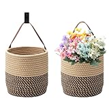 APOMOONS 2 Stück Hängekorb Mit Griff Wandkörbe Zum Aufhängen Baumwolle Gewebter Aufbewahrungskorb Wandkorb Hängend Übertopf Korb geflochten Hängekorb Für Die Wand, Organizer Für Zimmer, Badezimmer