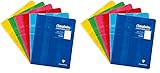 Clairefontaine 3997C - Kladde/Heft/Notizheft Clairenfantine 17x22cm, 16 Blatt Doppellinie 5mm + Rand, 90g, geheftet, farbig sortiert, 1 Stück (Packung mit 2)