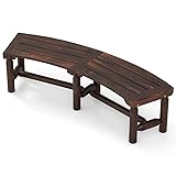 GIANTEX Gartenbank wetterfest, Holzbank Sitzbank für 2 bis 3 Personen, Parkbank aus Massivholz karbonisiert, Garten Terrassenbank bis 325 kg belastbar, Gebogene Balkonbank 139 x 36 x 41 cm