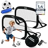 ELANI Fußballtor Kinder Pop-Up 2er Set - faltbar mit Ball & Pumpe, 50% Kleiner + Easy Aufbau, mini Fussballtor klein, Goal, Fussballtore für Garten Kinder, Fußballtore, Fussball Tor, Fußball