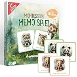 Wunderkind Montessori Memory ab 2 Jahre - Tierbaby Memorie mit 48 Karten - Fördert Konzentration, Gedächtnis & Sprache - Montessori Spielzeug mit Affirmationen - 10 Spielstufen - inkl. Playlist