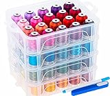 New brothread 80 Spulen 500m Maschinen Stickgarn mit klarer Kunststoff-Aufbewahrungsbox - Farben Kompatibel mit Janome und Robison-Anton Farben