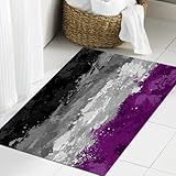 JHAOUNUK Weich Badezimmerteppich 40x60cm,Asexuelle Farbspritzer-Flagge,rutschfest waschbar Badematte Flauschige Badteppich Saugfähig Badvorleger Duschvorleger