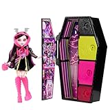 Monster High Skulltimate Secrets Draculaura-Puppe - Neon Frights Modeüberraschungen, Color-Reveal-Schlüssel, leuchtende Accessoires, für Kinder ab 6 Jahren, HNF78