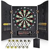 Yirinatek Dartscheibe Elektronisch, Dekoratives Elektronische Dartscheibe Schrank-Set [12 Bronze Soft-Tip Pfeile][Cricket-Spielmodus], Profi E Dart Scheibe mit Holzschranktüren - Gorilla