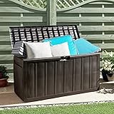 Homgoday Möbelbox mit Kissen, braun, 117 x 45,5 x 57,5 cm, 270 l, Möbel für Haus und Außen, Wohnzimmer, Schlafzimmer