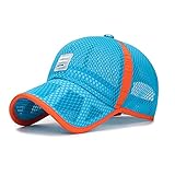 FakeFace Kinder Basecap Schirmmütze Schnelltrocknend Mesh Kappe Baseball Cap Sonnenhut Junge Mädchen Basketball Sportkappe Einstellbar Baseballmütze Bestickte Sommerhut (Blau(Full mesh))