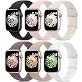 AMSKY 6 Stück Silikon Sport Armbänder Kompatibel mit Apple Watch Armband 44mm 40mm 46mm 42mm 41mm 45mm 38mm 49mm Damen Herren, Weiche Band Kompatibel mit iWatch Armband Se Ultra 10 9 8 7 6 5 4 3 2 1