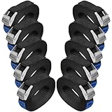 Zurrgurt Spanngurt belastbar bis 250 kg DIN EN 12195-2 Befestigungsgurt Klemmverschluss Befestigungsriemen schwarz Verschiedene Längen Stückzahlen, 10er Pack 2.5 cm x 2.5 m