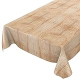 Wachstuchtischdecke abwaschbar Garten Tischdecke Wachstuch Rund Oval Eckig Indoor Outdoor Holz Beige Braun 100x140cm