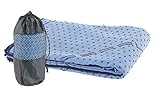 PEARL Sports Yogatuch: 2in1-Mikrofaser-Yoga-Handtuch & Auflage, saugfähig, rutschfest, blau (Handtuch für Gymnastikmatte, Handtuch für Sportmatte, Outdoor unterwegs)