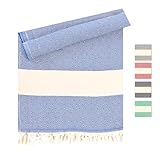 Heré Mood Hamamtuch und Saunatuch- Badetuch - Hochwertige Pestemal Fouta Handtücher -Elegantes Pestemal Strandtuch -Bunte und Stilvolle Hamam Tuch Gestaltung (Blau, 1 er)