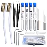 3D Drucker Düsenreinigungsnadeln Reinigungsset, 44 Stk 3D Drucker Düse Reinigung Kit, 0,15/0,25/0,35/0,4/0.5/0.6/0.8mm Düsennadeln für 3D Drucker Reinigungsset, Düsenreiniger Nadeln Kit