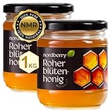 Nordberry 1 kg Roher Blütenhonig – reiner, naturbelassener und ungefilterter aus Lettland – (2 x 500 g) – Geschenkbox